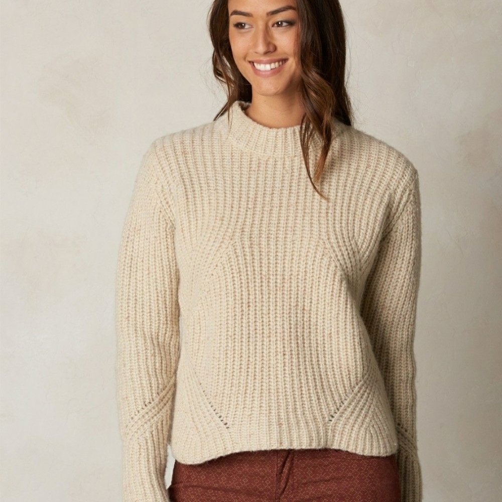 Prana Chunky Knit Crop Oatmeal Sweater size M